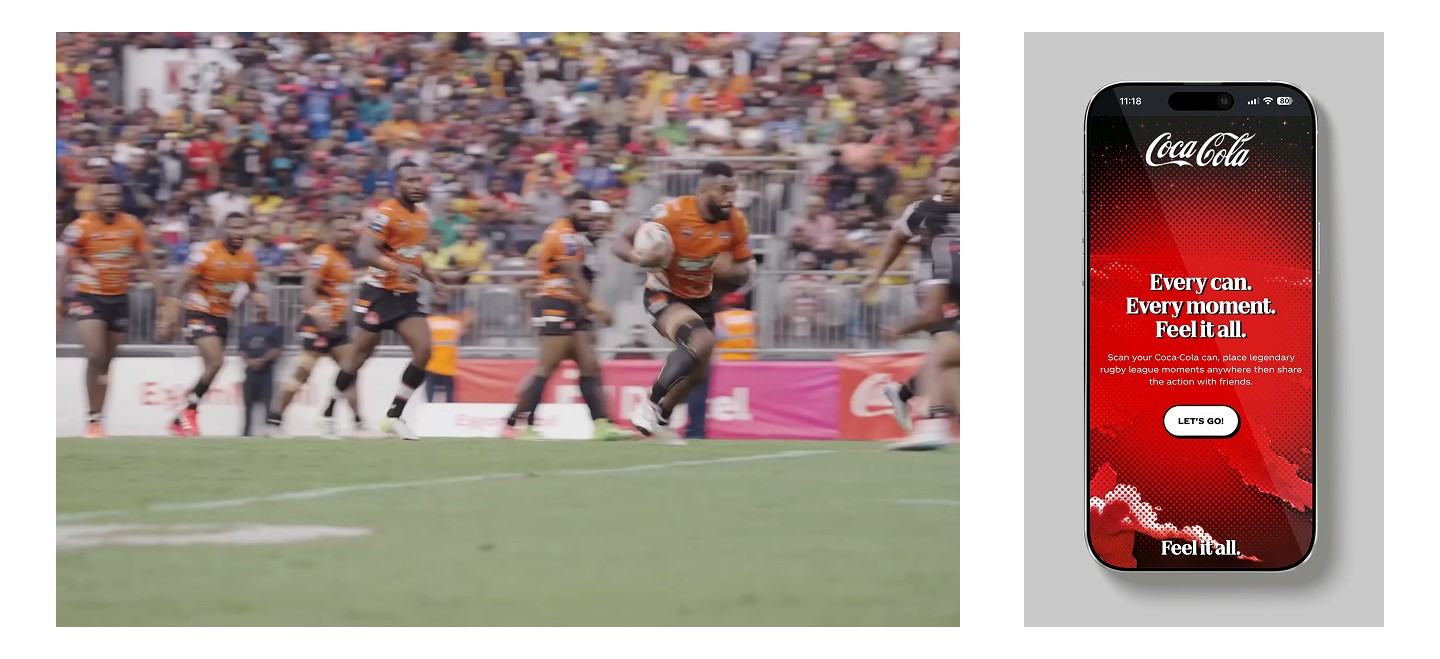 Rugby players and Coca-Cola campaign on smartphone
