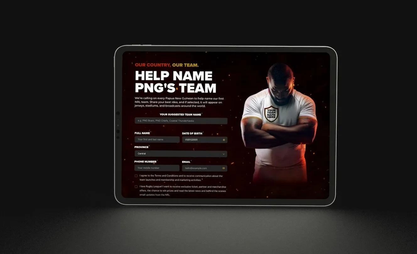 NRL website design project for Colony Agency, highlighting their web development work